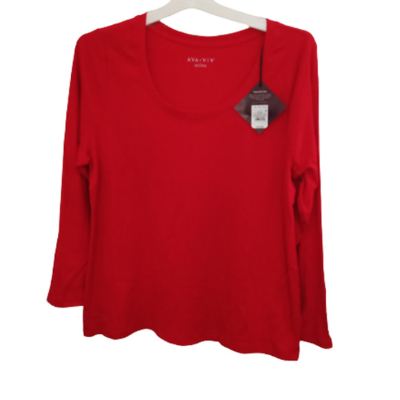 Ava & Viv Long Sleeve Scoop Neck Red Top Size 1XL NWT - Picture 2 of 6
